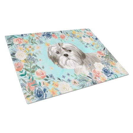 Carolines Treasures CK3409LCB Shih Tzu Puppy Glass Cutting Board - Large